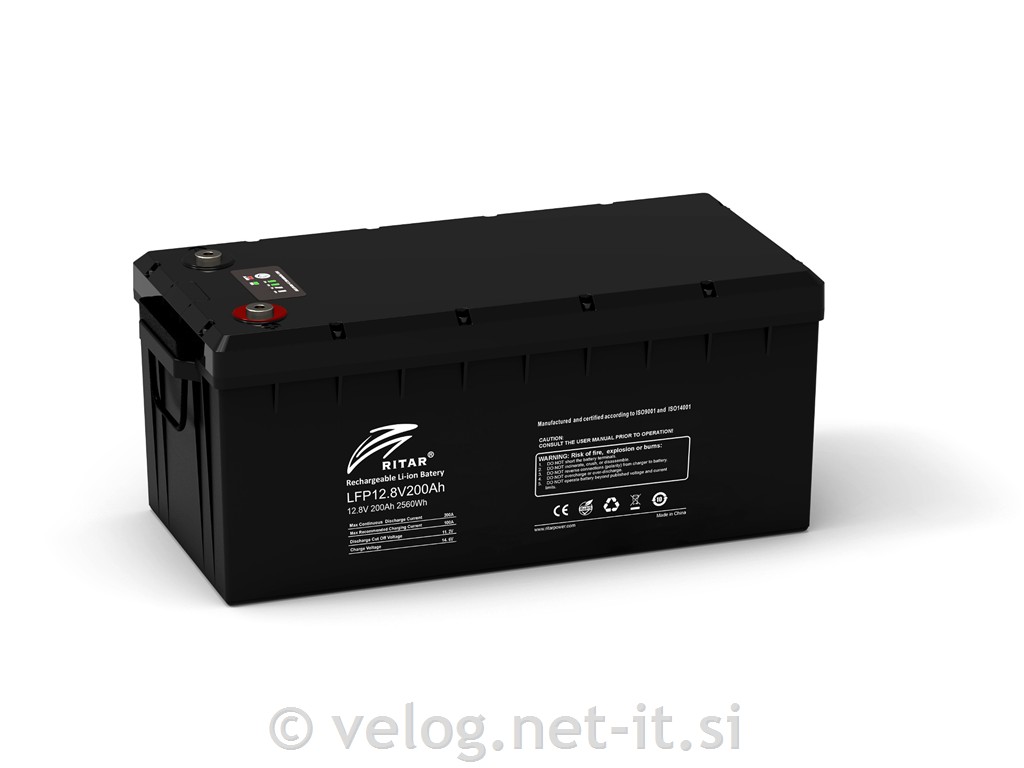 LiFePO4 baterija 12V 200Ah z ogrevanjem in BT - 3500 ciklov
