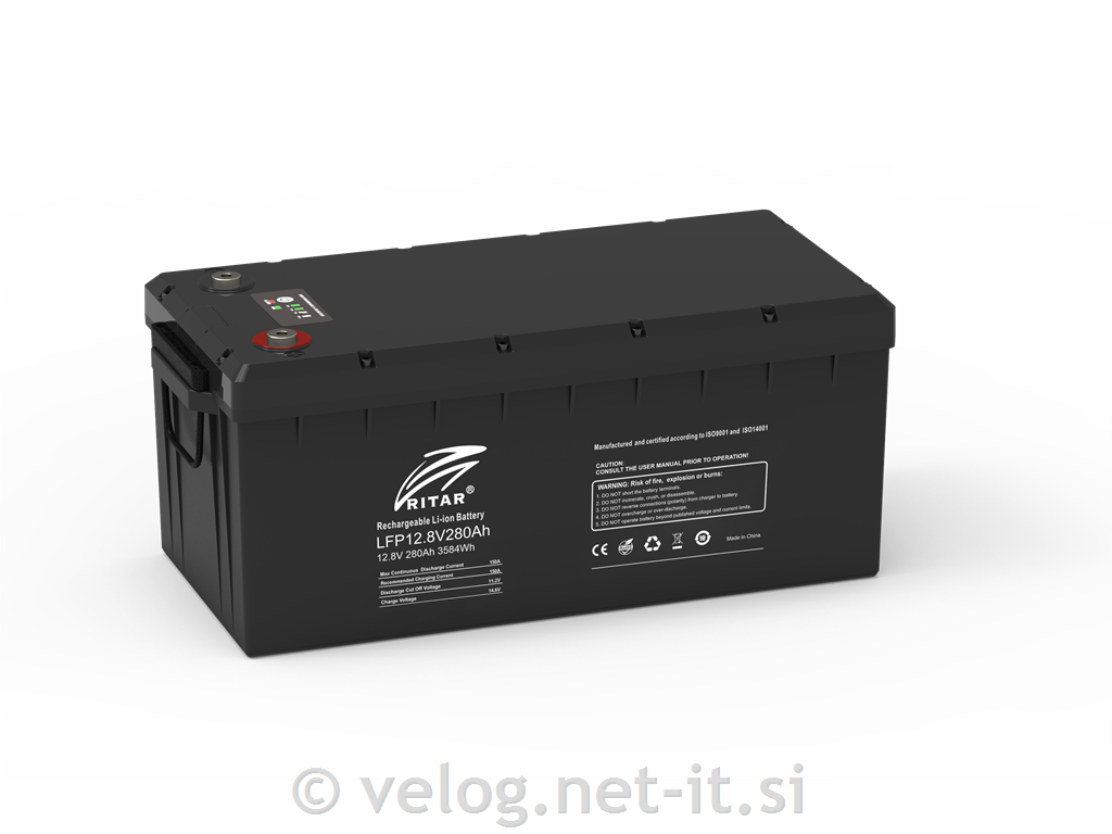 LiFePO4 baterija 12,8V 280Ah Ritar z ogrevanjem in Bluetooth