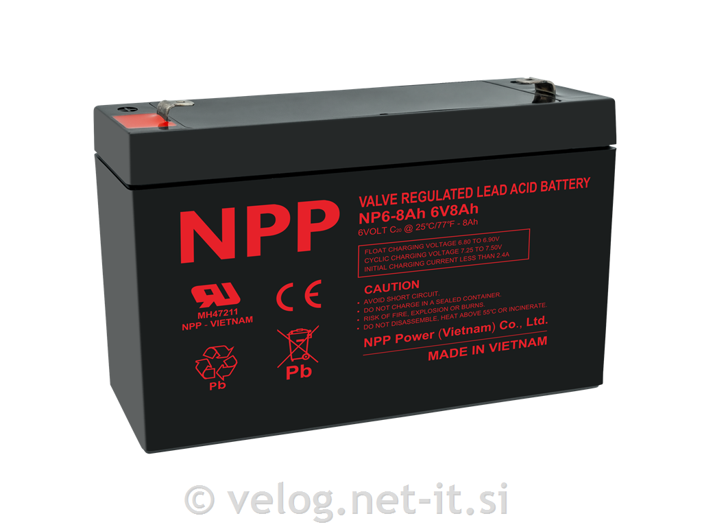 Akumulator za otroško vozilo 6V 8Ah NPP