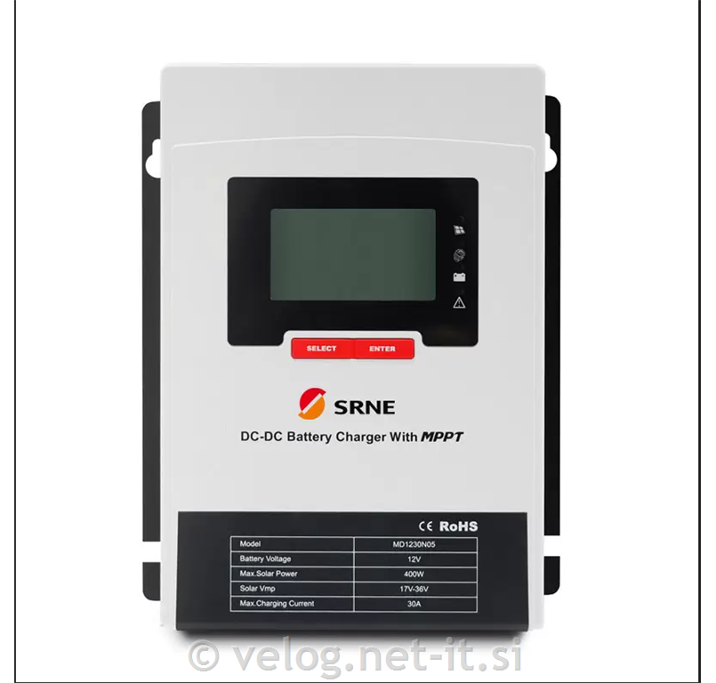 B2B polnilec 12V - 12V 30A z MPPT solarnim regulatorjem