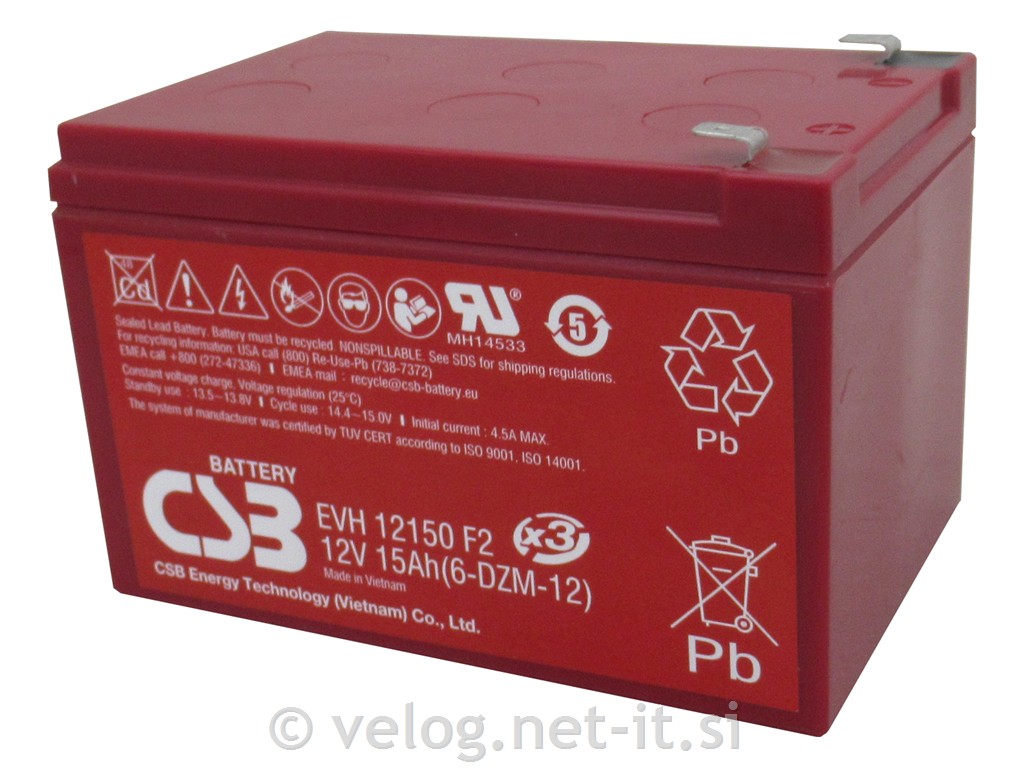 Ciklični AGM DC akumulator 12V 15Ah CSB