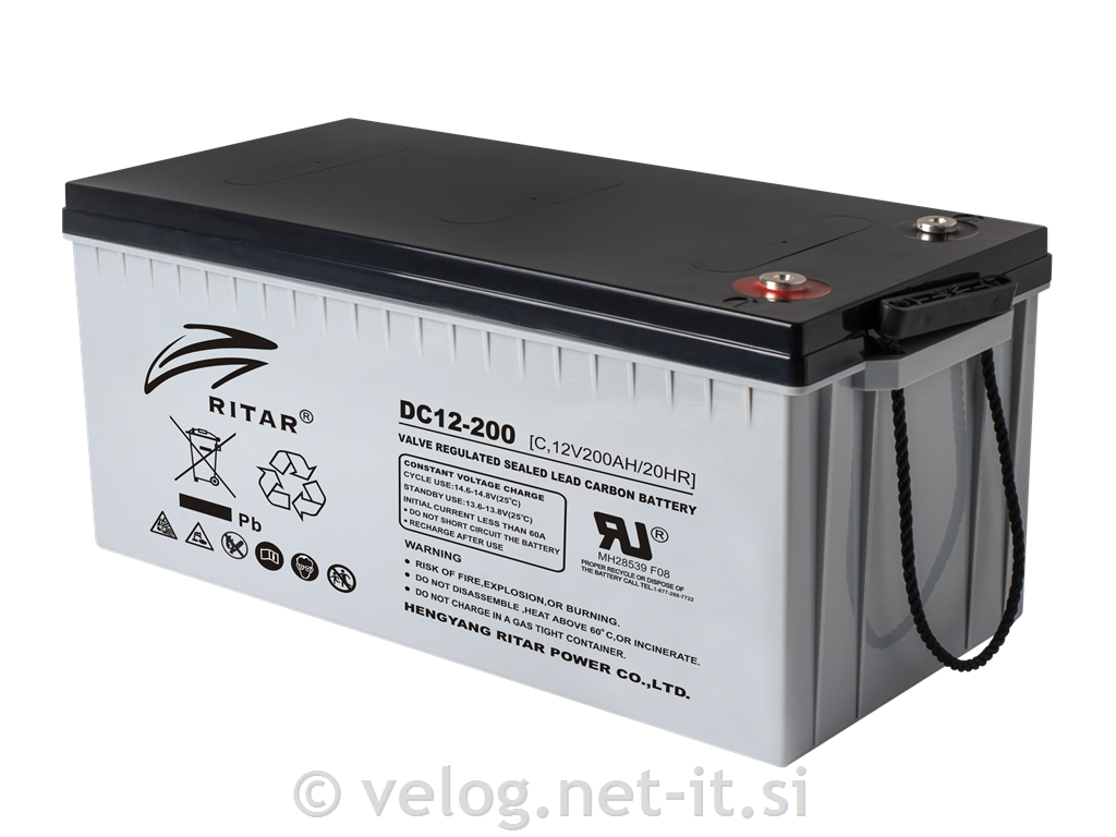 Akumulator svinec - ogljik 200Ah 12V Ritar - 2.000 ciklov
