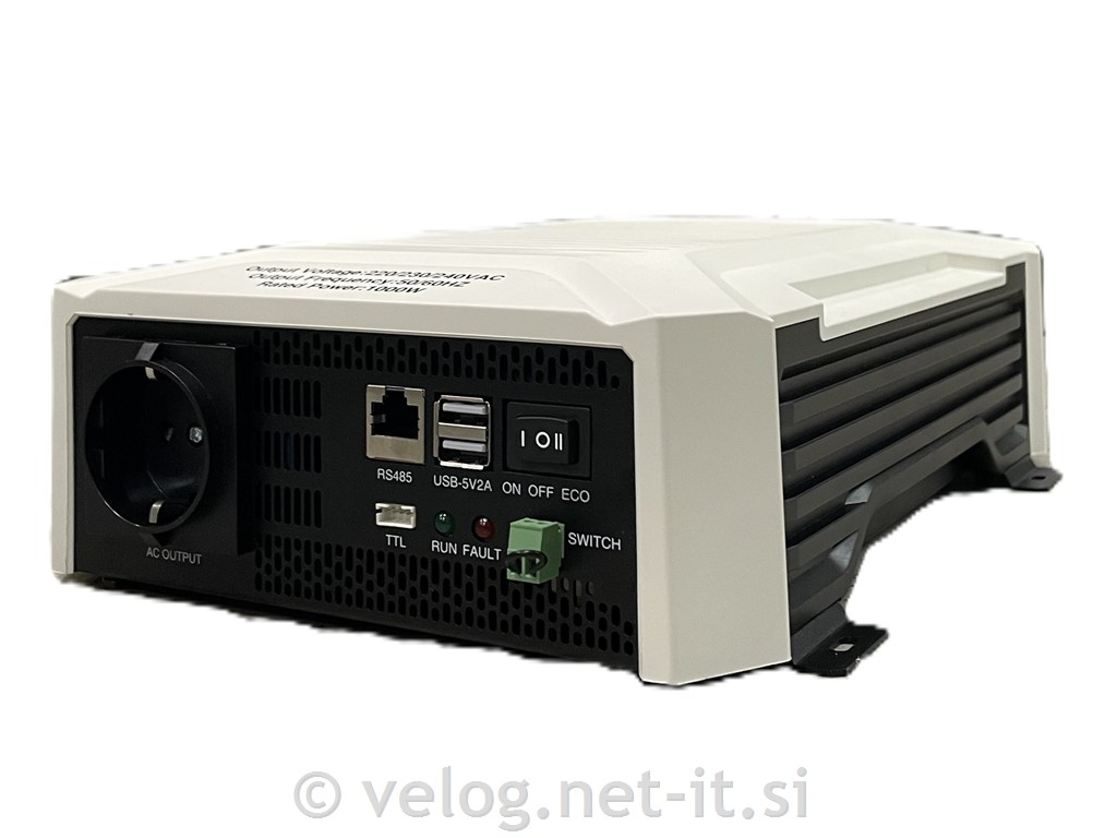 Razsmernik 1000W 12V sinusni Srne Solar - z bluetooth