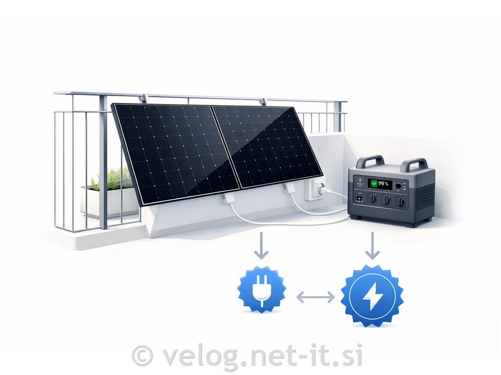 Balkonska sončna elektrarna 800W s prenosnim hranilnikom