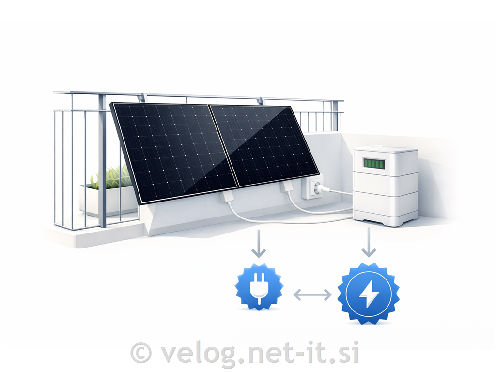 Balkonska sončna elektrarna do 1600W s hranilnikom