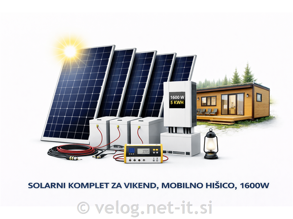 Solarni komplet za vikend, mobilno hišico, 1600W 5kWh - deluje skoraj neslišno