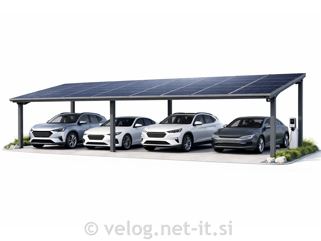 Solarni nadstrešek za 4 avtomobile - za samograditelje