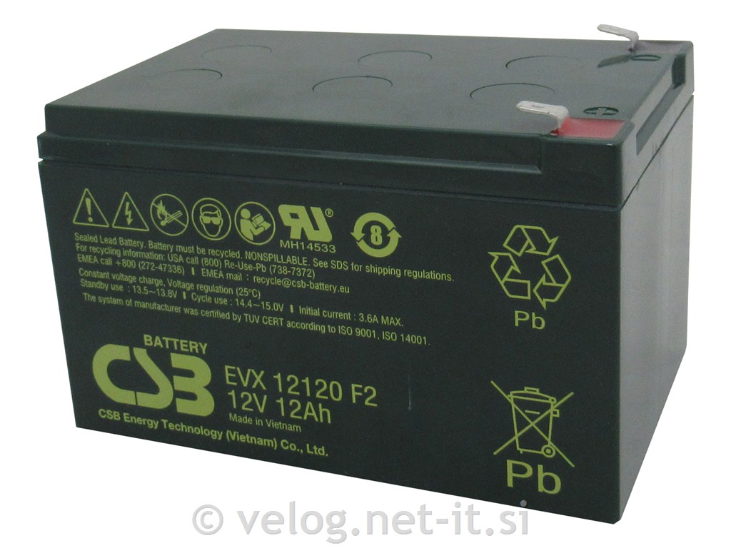 Ciklični AGM DC akumulator 12V 12Ah CSB / 1 kos